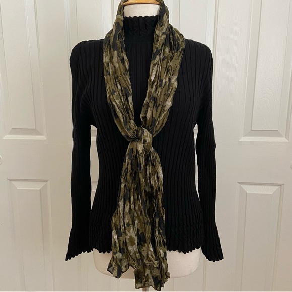 Camo Pleated Scarf in Dark Greens + Black - Picture 1 of 11